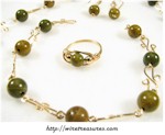 Ocean Jasper Necklace, Bracelet, Earrings and Ring Set 