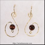 "Big-S" Earrings with Red Tigereye Jasper Beads