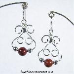 Bunny Earrings with Red Jasper & Silver Beads