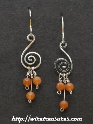 "G-Clef" Earrings with Triple Carnelian Beads