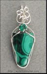 Malachite Pendant with Simulated Emerald Faceted Stone