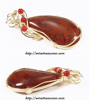 Moss Agate Pendant with Carnelian Beads